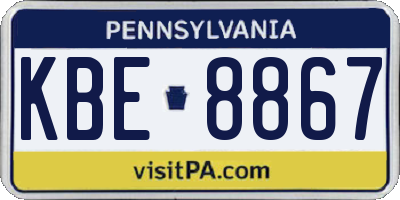 PA license plate KBE8867