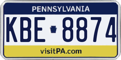 PA license plate KBE8874
