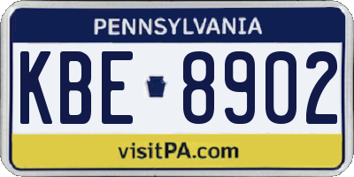 PA license plate KBE8902