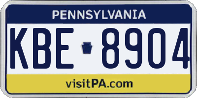 PA license plate KBE8904