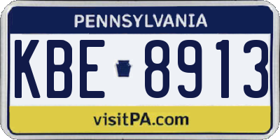PA license plate KBE8913