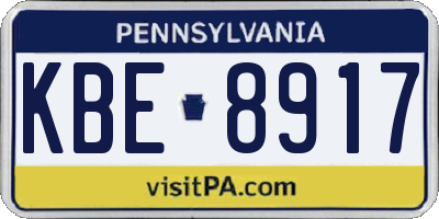 PA license plate KBE8917