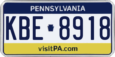 PA license plate KBE8918