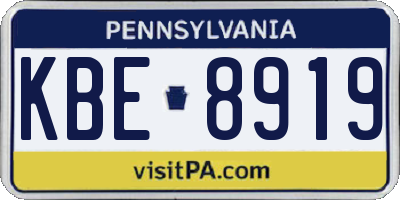 PA license plate KBE8919
