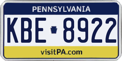PA license plate KBE8922