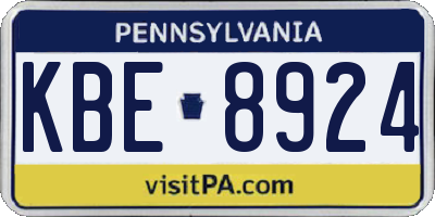 PA license plate KBE8924