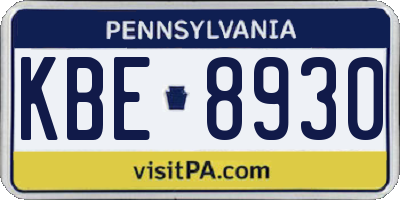 PA license plate KBE8930