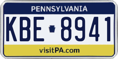 PA license plate KBE8941