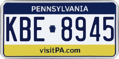 PA license plate KBE8945