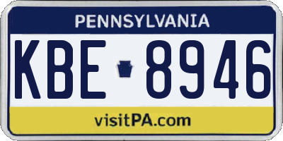 PA license plate KBE8946