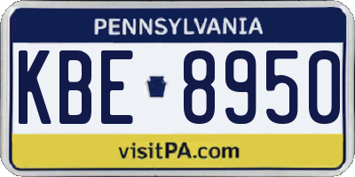 PA license plate KBE8950