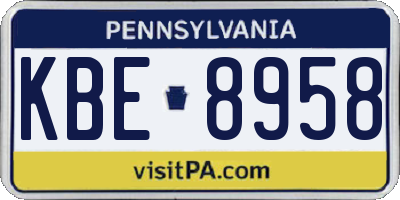 PA license plate KBE8958