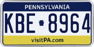 PA license plate KBE8964
