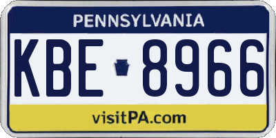 PA license plate KBE8966