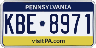 PA license plate KBE8971