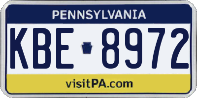 PA license plate KBE8972