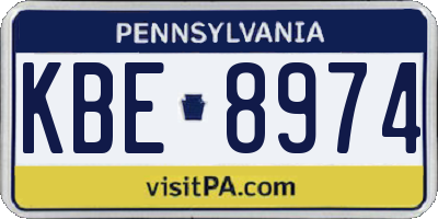PA license plate KBE8974