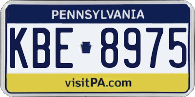 PA license plate KBE8975