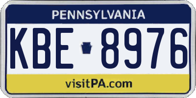 PA license plate KBE8976