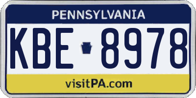 PA license plate KBE8978