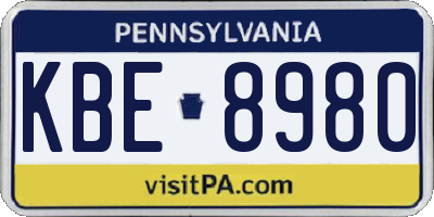 PA license plate KBE8980