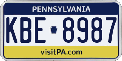 PA license plate KBE8987
