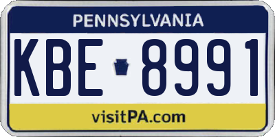 PA license plate KBE8991