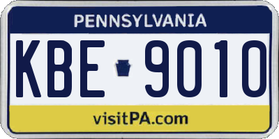 PA license plate KBE9010