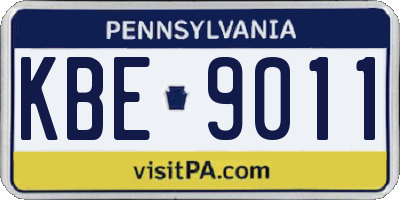 PA license plate KBE9011