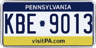 PA license plate KBE9013