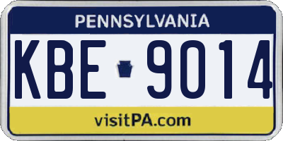 PA license plate KBE9014