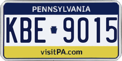 PA license plate KBE9015