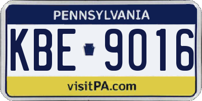 PA license plate KBE9016