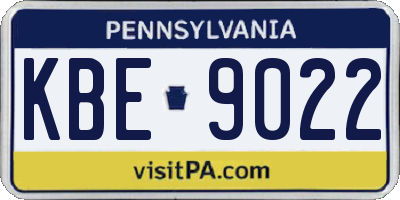 PA license plate KBE9022