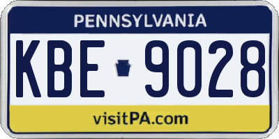 PA license plate KBE9028