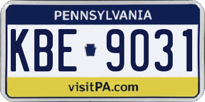 PA license plate KBE9031