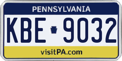 PA license plate KBE9032
