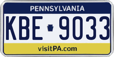 PA license plate KBE9033