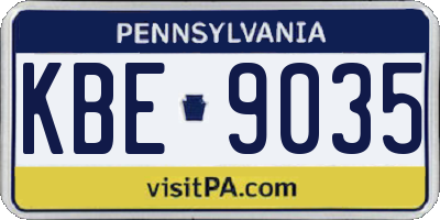 PA license plate KBE9035