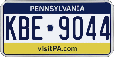 PA license plate KBE9044