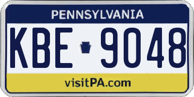 PA license plate KBE9048
