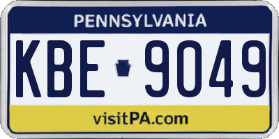 PA license plate KBE9049