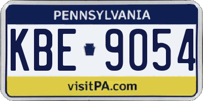 PA license plate KBE9054