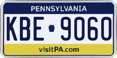 PA license plate KBE9060