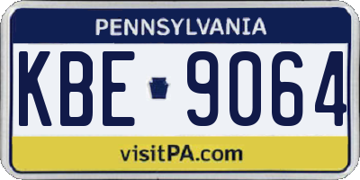 PA license plate KBE9064