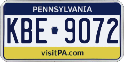 PA license plate KBE9072