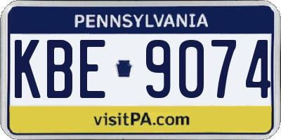 PA license plate KBE9074