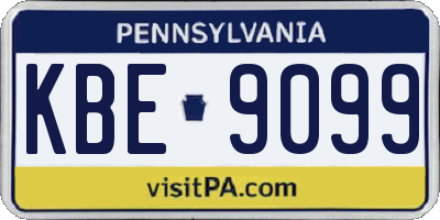 PA license plate KBE9099