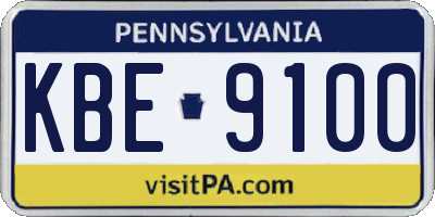 PA license plate KBE9100