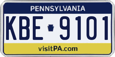 PA license plate KBE9101